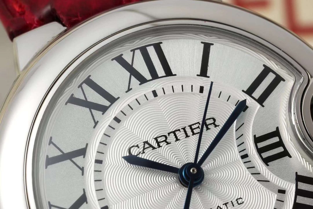 AF Factory Ballon Bleu Watch 33mm Silver Case Silver Dial Burgundy Leather Strap