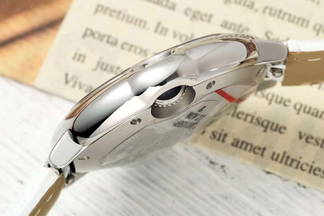 AF Factory Ballon Bleu Watch 33mm Silver Case Silver Dial White Leather Strap